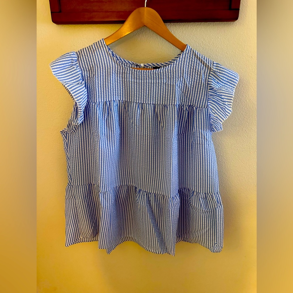White and blue stripes tunic